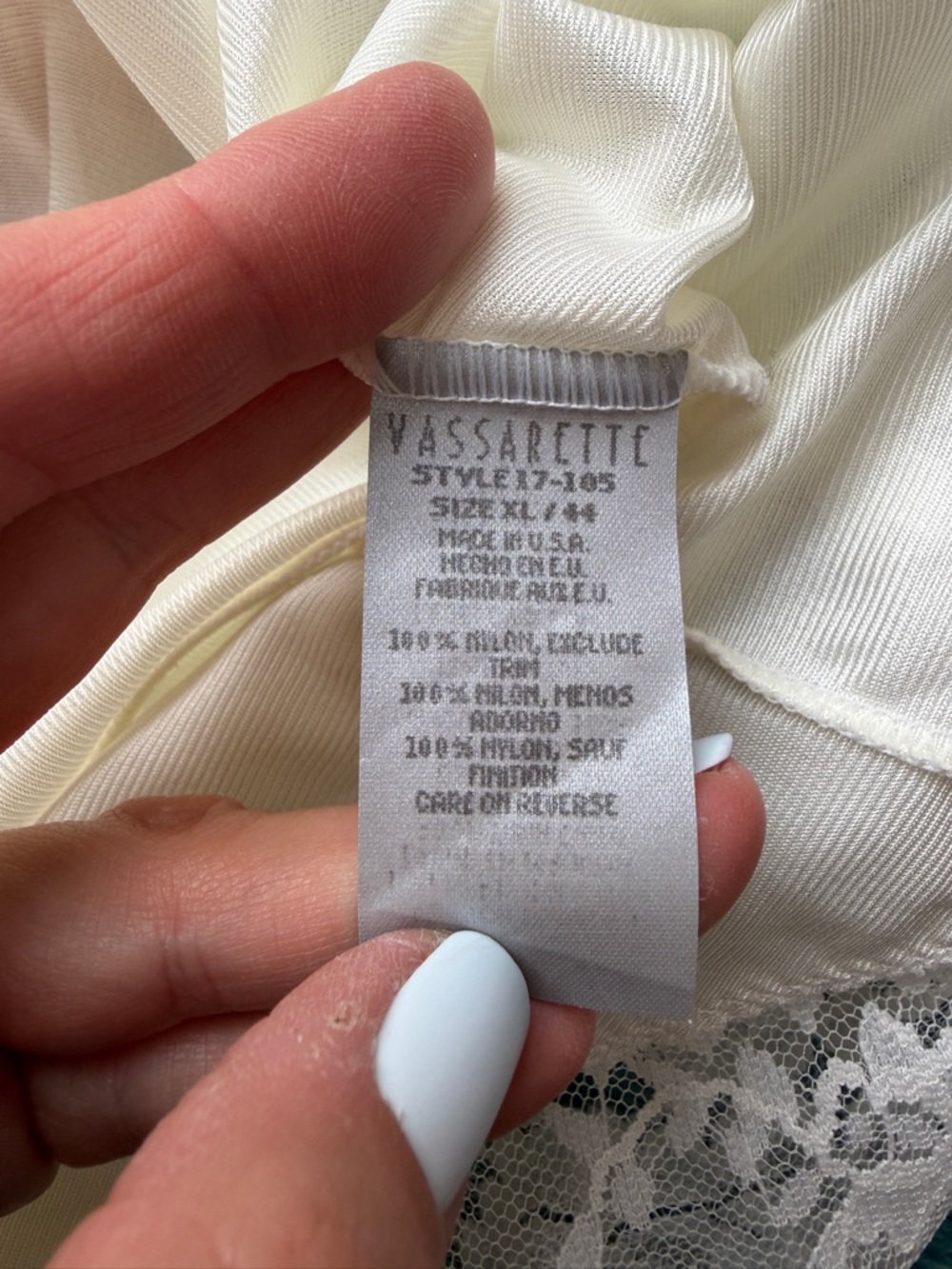 vassarette Ivory Satin Lace-Trim Camisole - Picture 7 of 8